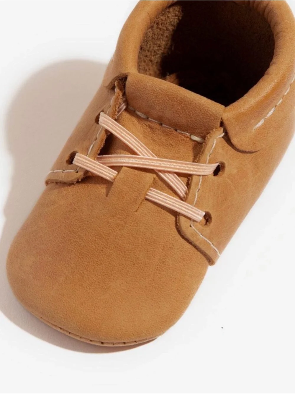 NWT Freshly Picked Navy Leather Oxford Baby Moccasins with Tan Laces size 1